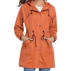 Waterproof Windbreaker Orange Coat S